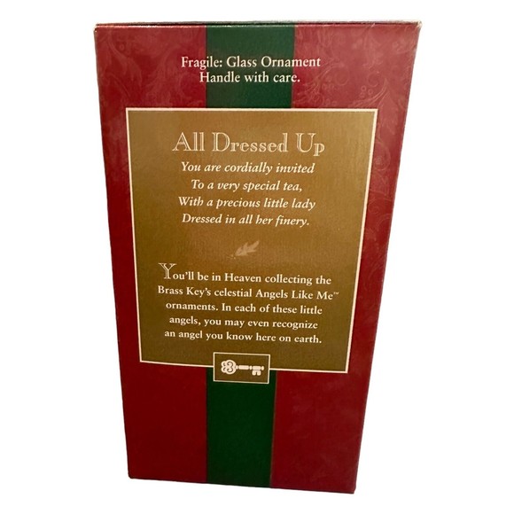 Vintage Christmas Treasures Brass Key Blown Glass Ornament Tea Lady Angel NIB - Picture 4 of 5